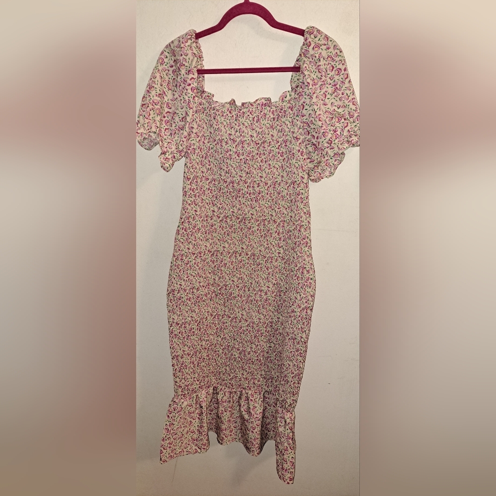Floral Midi Dress with Ruffle Hem